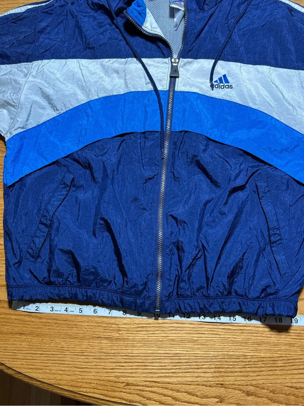 Vintage adidas Blue and White Windbreaker Jacket Size Large